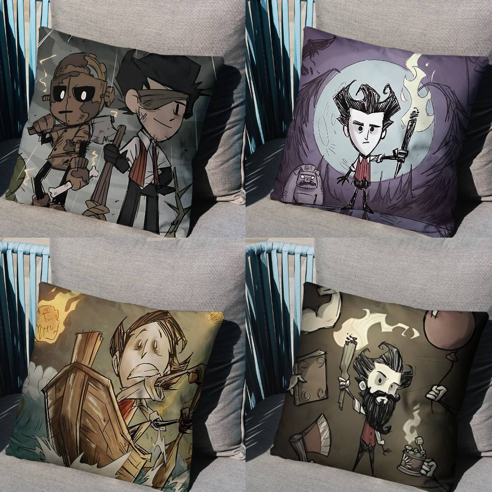 Game HP SAN Dont Starve Pillow Case Square DoubleSided Printing Short Plush Sofa Cushion Cover Bedroom Bedside Pillow