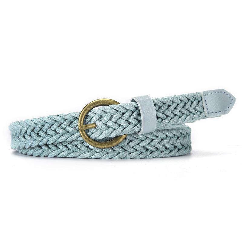 Wax Rope Woven Thin Belt With Suit Dress Shirt Non-Punching Belt