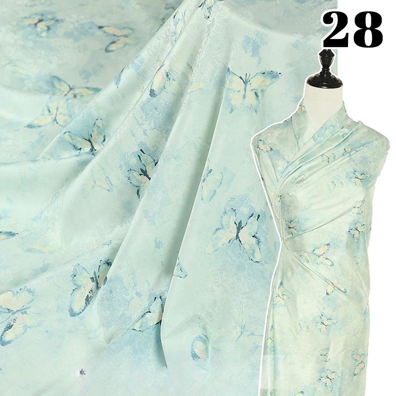 Krajinná hedvábná strečová saténová látka 50x150cm pro tradiční čínské vintage Hanfu Cheongsam dámské oblečení šaty šicí řemesla