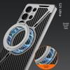 Samsung S25 Ultra Protective Case with Magnetic Rotating Stand – Anti-fall, Electroplated Leather Cover