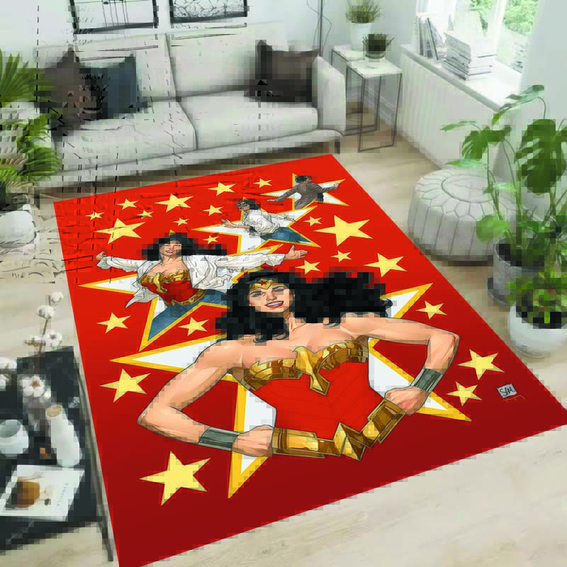 Wonder Woman pattern rug, suitable for living room, bedroom, bedside, balcony and other places, Nordic style decorative rug,