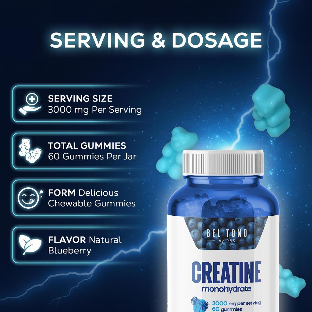 Creatine Monohydrate Gummies 3000mg / Креатин Моногидрат 3000мг, 60 Жевательных Конфет