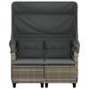 Vidaxl 2-Os. Gartensofa, Dach und Fußstützen, Hellgrau, Rattan PE
