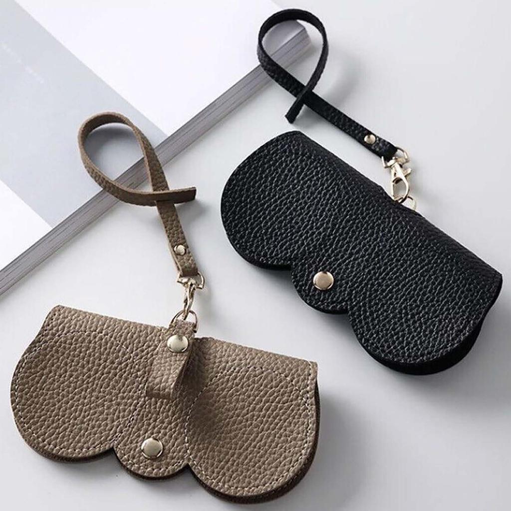 Sunglasses Leather Storage Bag with Wrist Strap Sunglasses Cases for Carrying Glasses Coins Keys