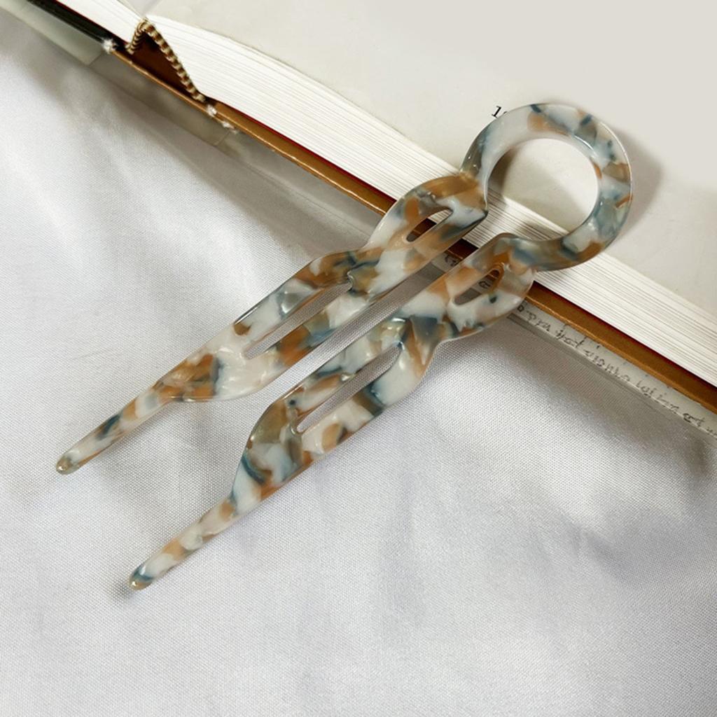 3Pcs Acetate U-shaped Hair Fork Lightweight Anti-slip Long Thick Hair Stick Updo Bun French Hair Pin Women Girls Hair Accessories