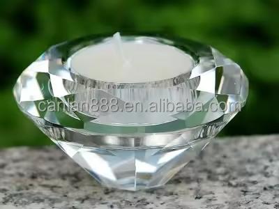 Cheap Handmade Decorative Tealight Medium Diamond Crystal Round Votive Candlestick Holder for Home Decoration