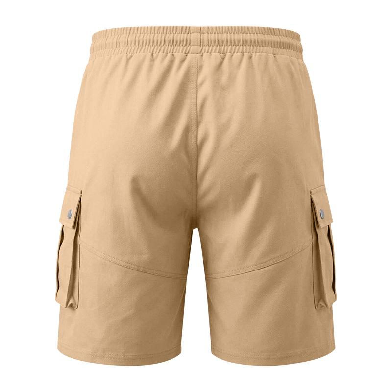 Men's Multi Pocket Cargo Shorts Elastic Waist Drawstring Loose Fit Casual Outdoor Work Shorts with Side Flap Pockets