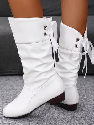 25 New Women's Shoes Versatile Fashion Women's Boots Autumn and Winter Thin Velvet Casual Boots Leather Medium Tube Martin Boots Medium Heel