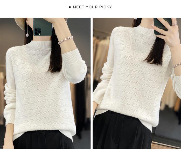 Andy's Velvet Women's Seamless Knit Sweater: Autumn/Winter Half-High Collar Long Sleeve Wool Base Layer
