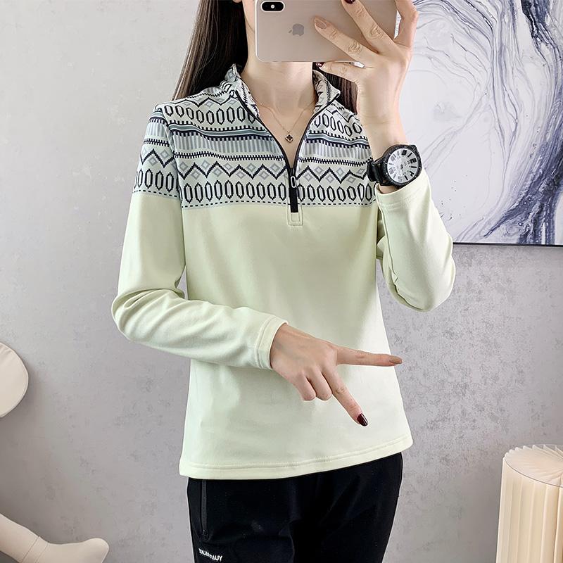 Colorblock Langarm Damen Sport Schnelltrocknendes T-Shirt Sommer Dünnes Lässiges Stehkragen Top T-Shirt