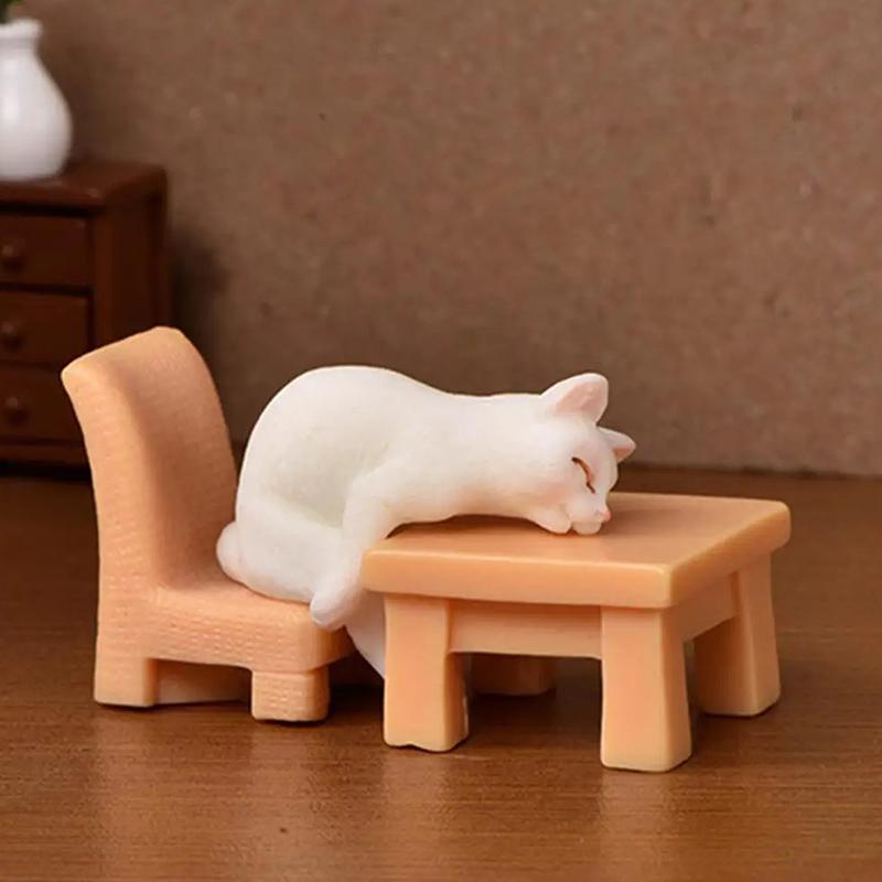 Kawaii Mini Cat Ornament Garden Kitten Statue Gift Miniatures Cat Kitten Family Cat Decorative Figurines Cute Crafts