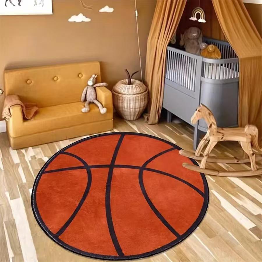 

Basketball Round Bedroom Carpet Resistant Bedside Blanket Cute Cartoon Floor Chair Mat Rocking Chair Mat Mat Home Decoration 60cmx60cm