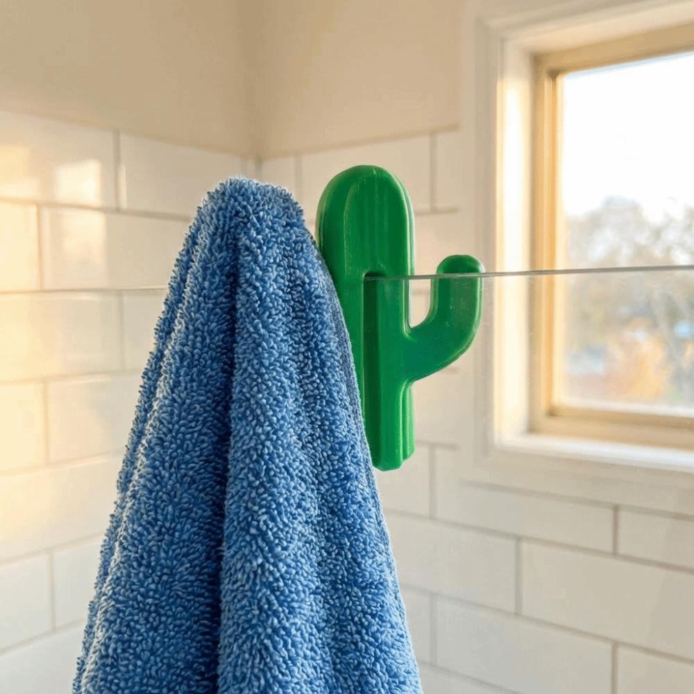5PCS Multifunctional Cactus Door Clip Hooks Space Saving Plastic Shower Hooks Adjustable No Drilling Installation