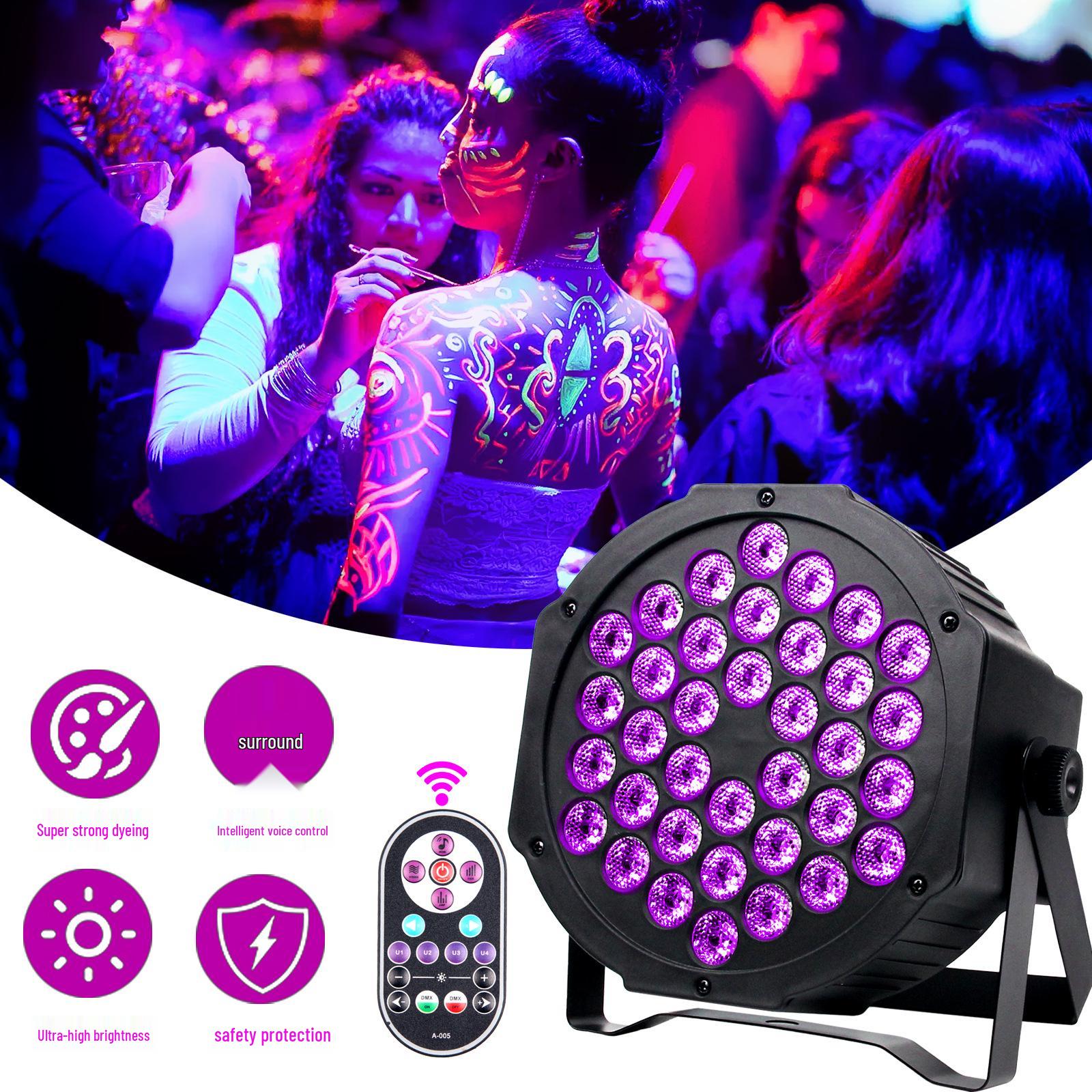 

36 LED UV Par Lights - Purple Fluorescent Effect for Stage Lighting EU Plug