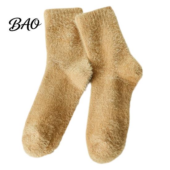 Bequeme Heim-Lounge-Socken, Verdickter Imitationsmink-Samt für Damen, Weiche Plüschsocken, Thermisch, Winter, Atmungsaktiv, Warm, Täglich, Einfarbige