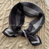 70x70cm Lightweight Square Scarf Women Vintage Black Floral Print Silk-Feel Neck Wrap UV Protection Stylish Accessory