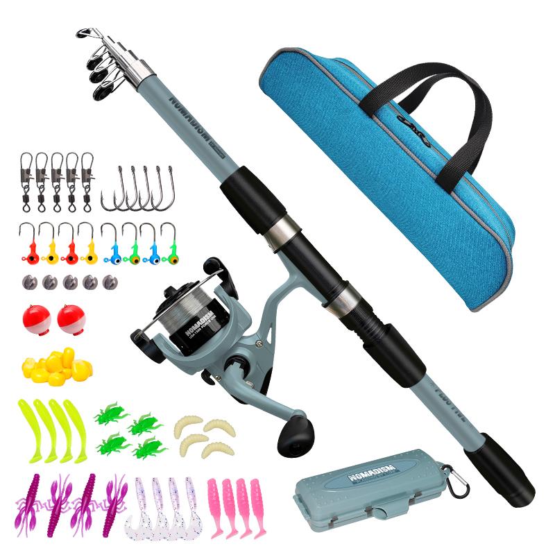 1.65m Fishing Rod and Reel Combo Full Set Saltwater Spinning Carbon Fiber Telescopic Fishing Rod Set