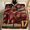 Michael Olise Printed Flannel Blanket, soft throw for bedroom sofa, washable,soccer fan merchandise, great gift.