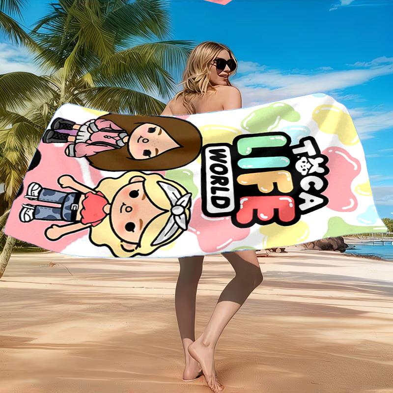 Toca Boca Game Characters In Grid Beach Towel, Quick-drying, Easy To Care For, Suitable for Both Fitness and Beach Vacations,Sports Essential