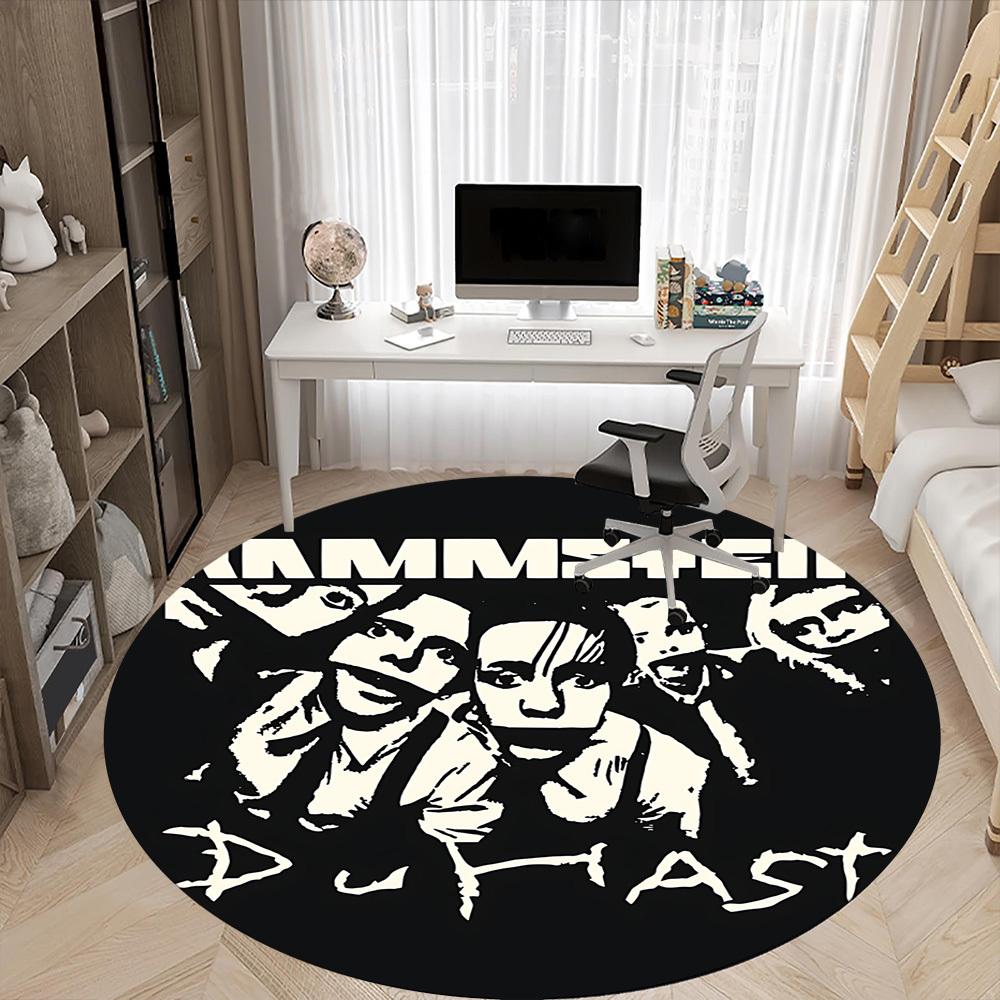 1 Stück Rammstein Musik Büro Runder Teppich, Indoor-Matte Geeignet für Büro, Unter Bürostühlen Schlafzimmer Wohnzimmer Heimdekoration, Raumdeko