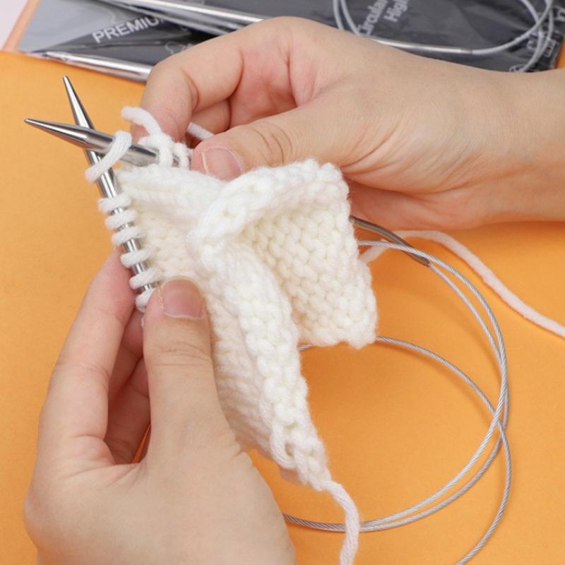 10pcs 80cm Stainless Steel Circular Knitting Needles Set Smooth Knit Comfort Grip for Hats Scarves Sweaters DIY Craft Yarn