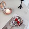 304 Stainless Steel Shell Shaped Dish Embossed Details Photo Props Cake Tray Silver Minimalist Jewelry Storage Tray