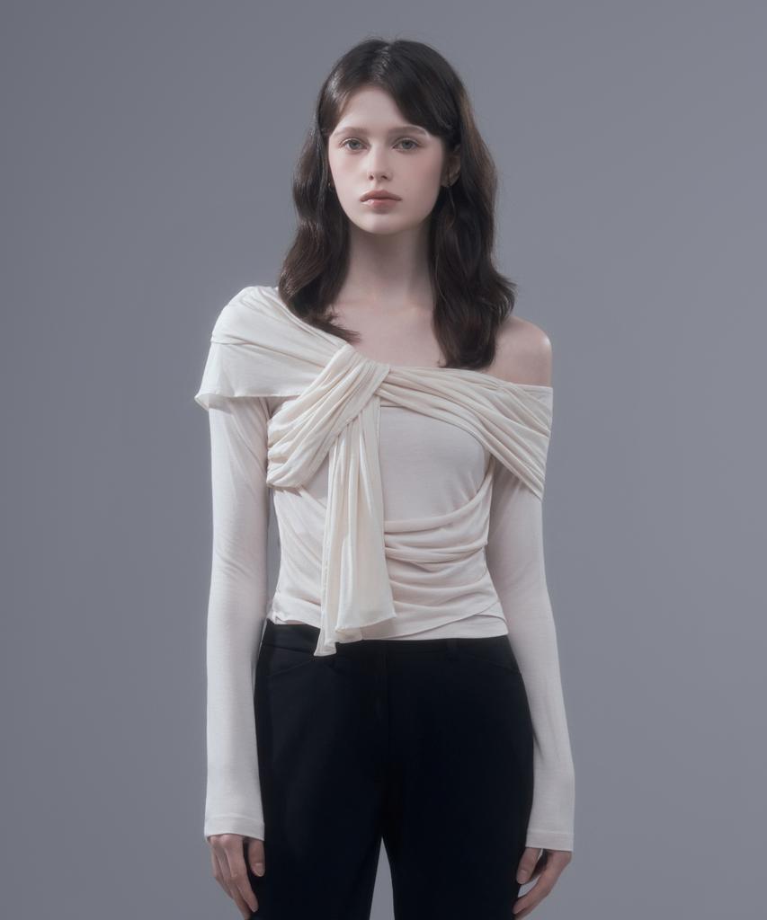 Mausolleum Ella Sheer Shoulder Top - Beige