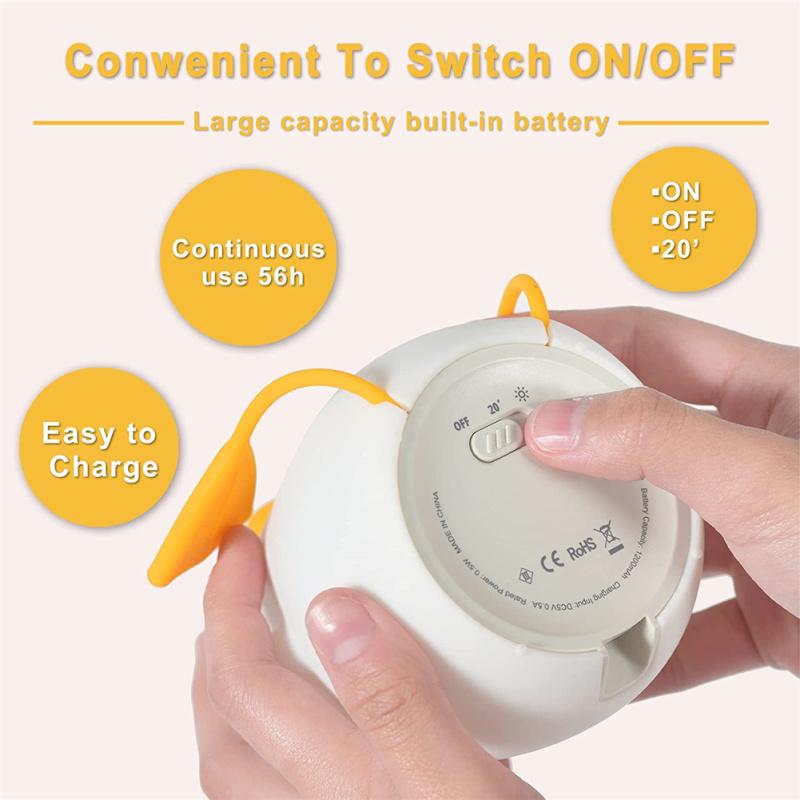 Niedliches Entenform Nachtlicht mit Warmfarben-Dimmfunktion 1200mAh Wiederaufladbare Lampe mit 20'