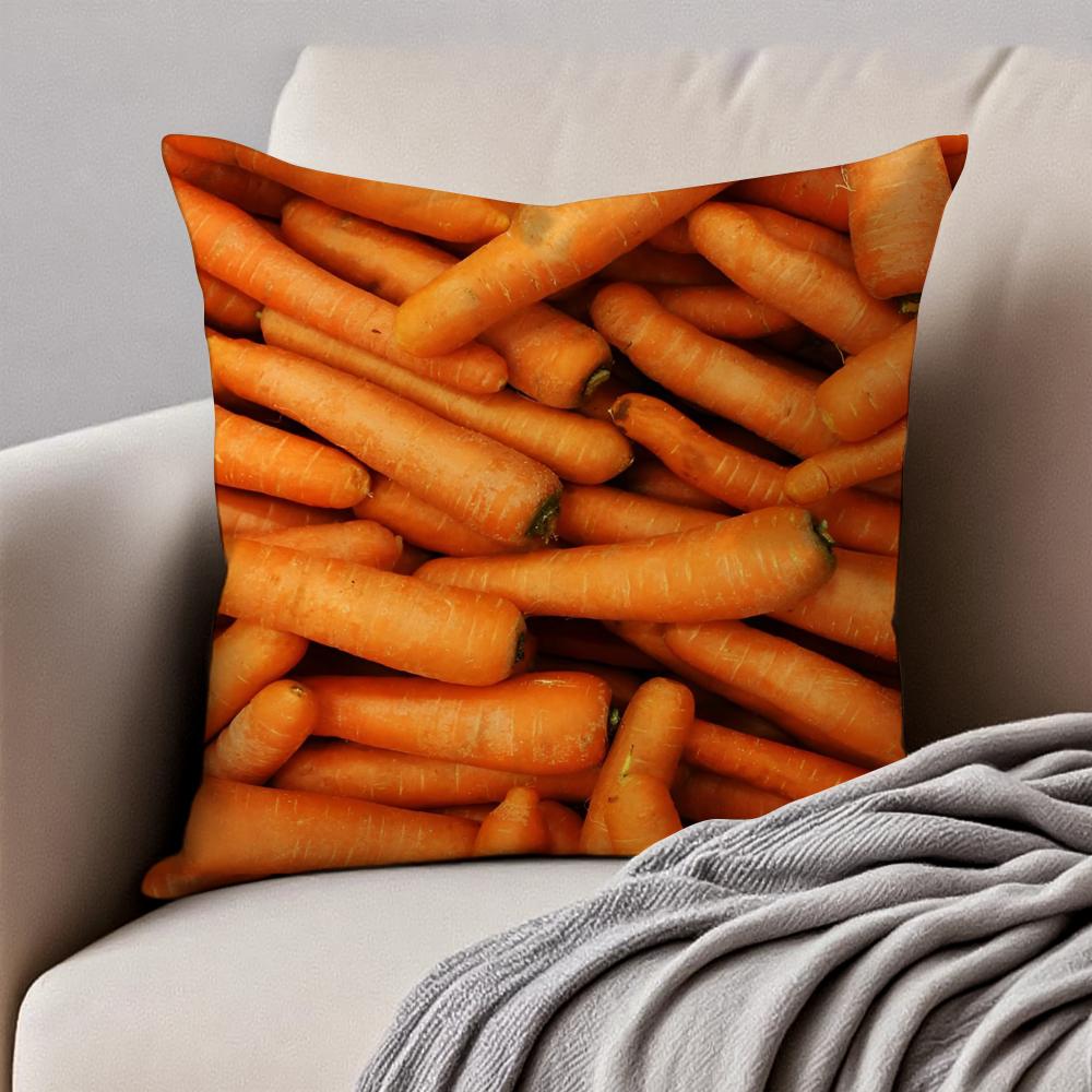 Healthy Fresh Food Anime Style Art Cushion Cover Pillowcase Antidustmite Invisible Zipper Short Plush Sofa Cushion
