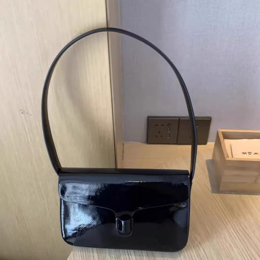 Premium Retro Red Underarm Bag Women's Style Patent Leather Small Square Bag Commuting Versatile Portable Bag