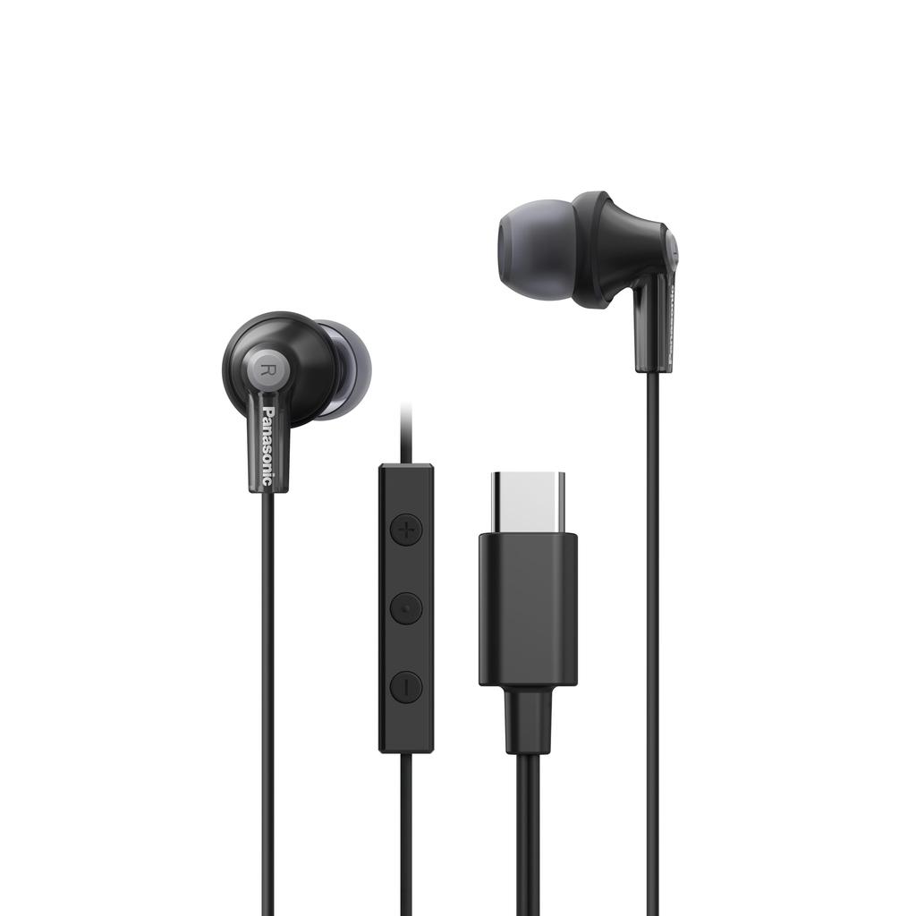 Panasonic RP-HJE150C-K Black USB Type-C Wired Canal Earphones, Mic & Remote, 10.7mm Driver, 1.2m Cable