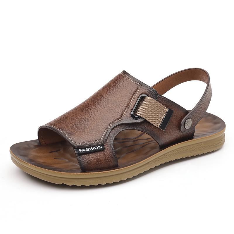 Sandals men's new men's shoes summer wear cool slippers men's soft-faced beef tendon soles beach shoes