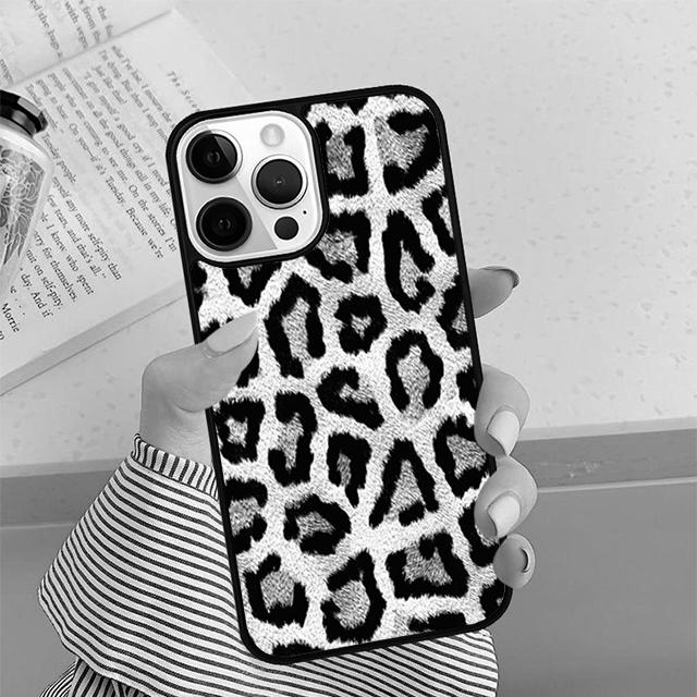 Black and White Leopard Texture Phone Case For iPhone 17 Air 16 15 14 plus 12 13 Pro max Shell Cover coque