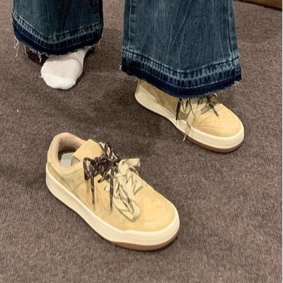 2025 Spring New Thick Baseplate Shoes Heightened Retro Dexun Little White Shoes Versatile Fashion Casual Sports Shoes
