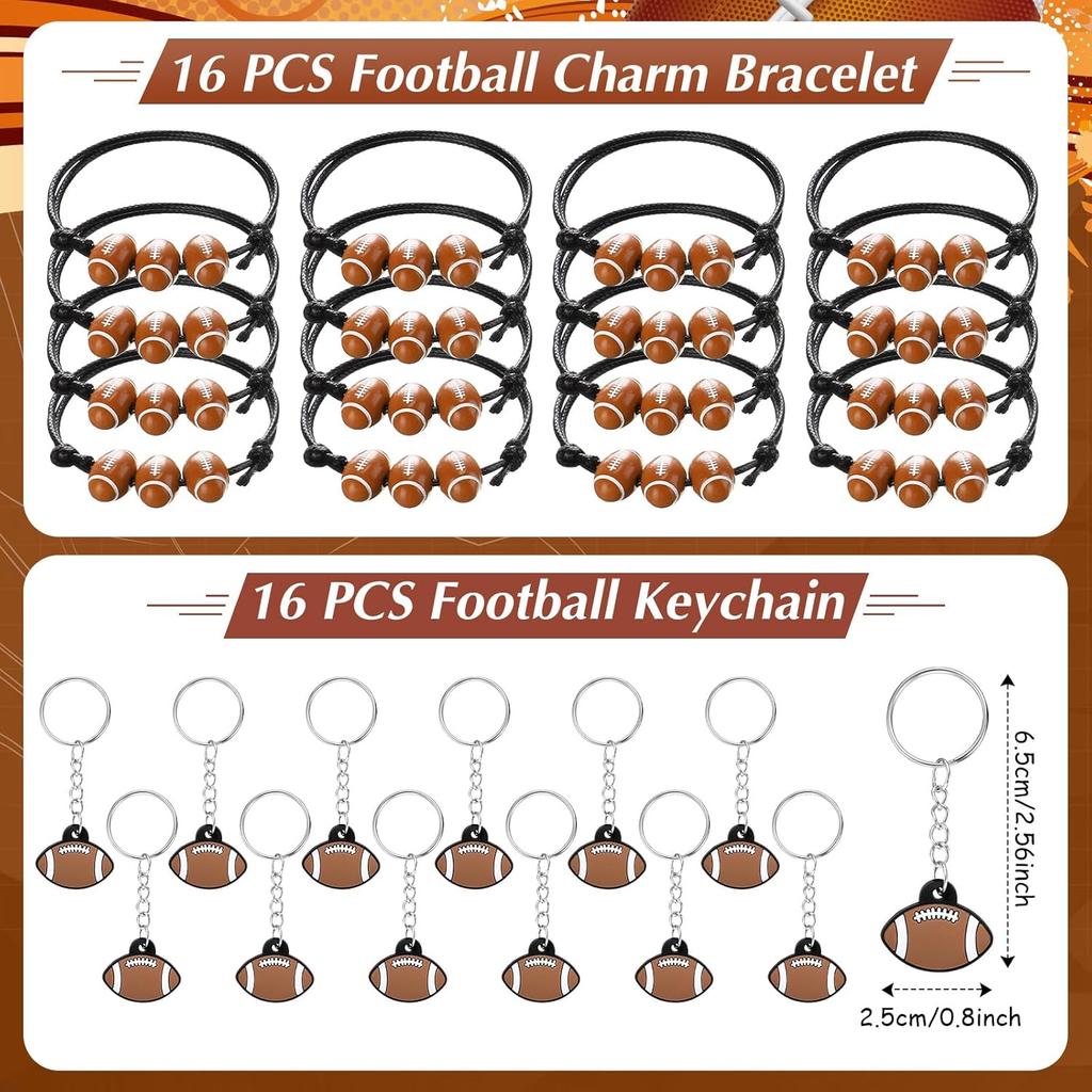 Aoriher 162 Pcs Football Party Favors, Football Party Gift Goodie Bag Fillers Foam Footballs Tattoo Stickers Keychains Stickers Charm Bracelets Sport