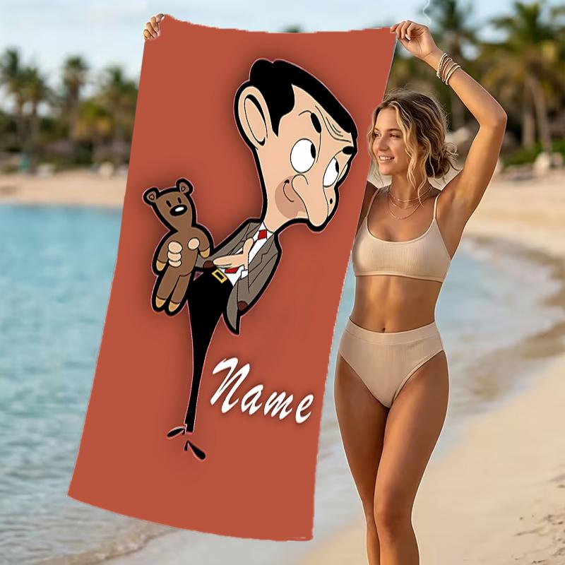 Customizable personalized beach towels Mr. Bean themed designs.Suitable for the beach, yoga, sports;ideal as beach accessories