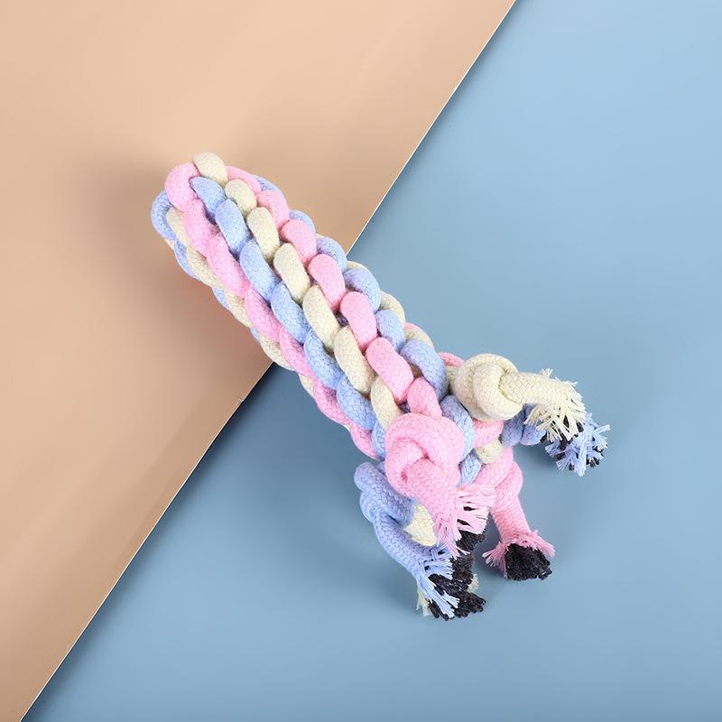 Dog Toy Macaron Color Cotton Rope Toy Teeth Resistant Interactive Play Pet Supplies