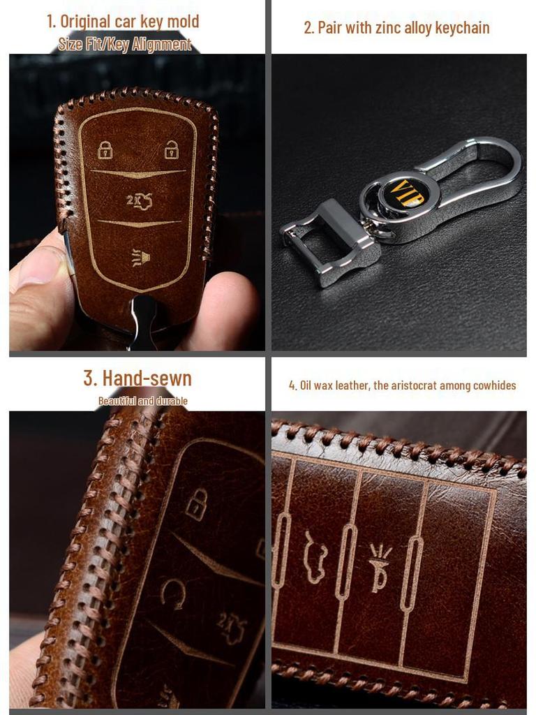 Hand-Stitched Cadillac Key Case for XT5/ATSL/XTS/CT6/SRX