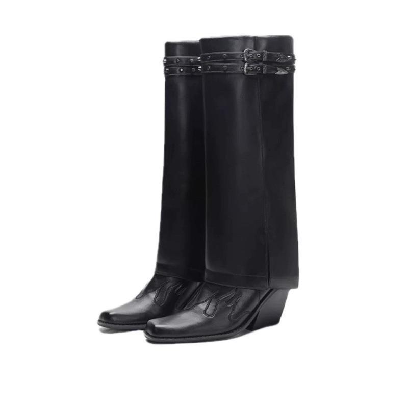 Skinny Rivet Pants Boots Summer New Pointed Embroidered Western Cowboy Boots Retro Spice Girls Boots Women