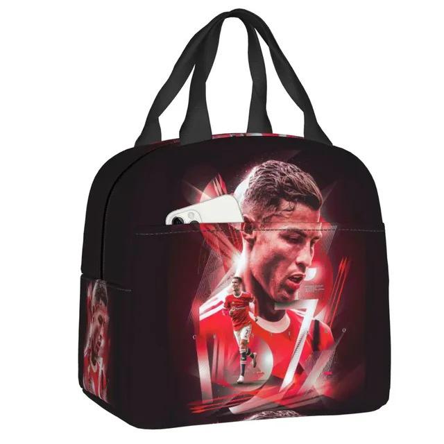 Cristiano Ronaldo World Cup Insulated Lunch Bag - Cartoon Bento Design, Oxford Cloth, Perfect for Campus and Office