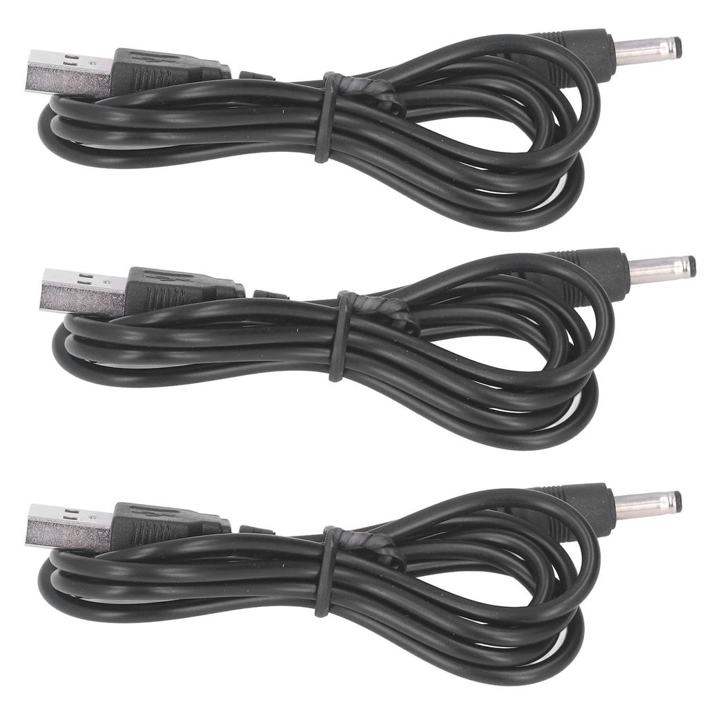 3Pcs USB Power Cord 3.5x1.35mm Jack Charging Cable Wire Line DC 5V for Fan Phone Speaker