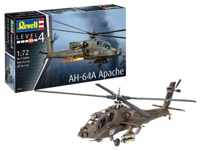 Revell Scale US Army Apache Plastic Model Model Molded In Color 1/72 AH-64A Kit, 03824,