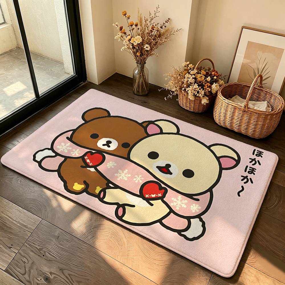 Cartoon R-Rilakkumas Carpet Bathroom Anti-slip Mat Door Mat Home Decoration Mat Entrance Door Mat Scratch-resistant Door Mat