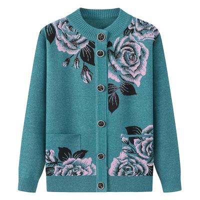 Cardigan Maglione Primavera e Autunno Mezza Età e Anziani Vestiti Autunno e Inverno Femminile Anziano Madre Giacca Lavorata a Maglia