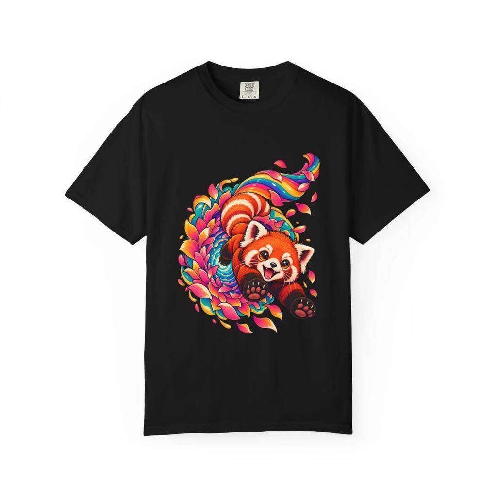 Portal Panda Psychedelic Creature T-Shirt Black Front Print Comfort Colors 1717