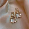 New Geometric Green Glass Square Pendant Earrings Simple and Luxury Accessories for European and American Women’s Jewelry