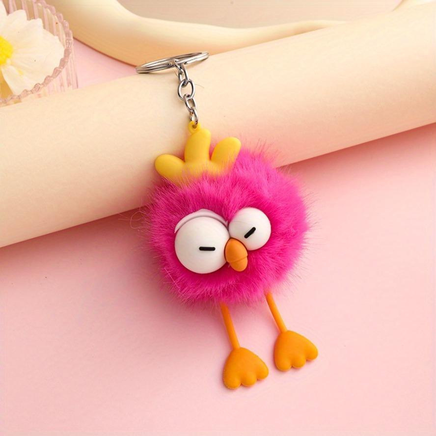 Cute Chick Pom Keychain Cartoon Lovely Pendant Car/ Bag Decor Valentine's Gift for Girlfriend Easter Present
