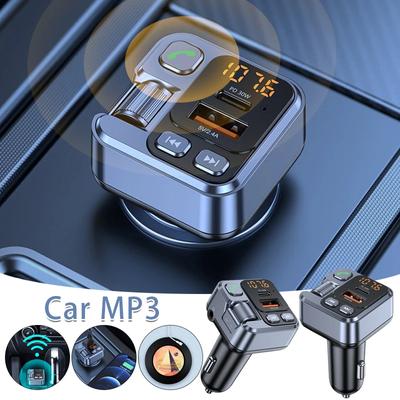 Bluetooth 5.1 FM vysílač do auta 30W PD USB rychlonabíječka Adaptér MP3 stereo hudební přehrávač handsfree 3,5 mm Aux bezdrátová sada do auta