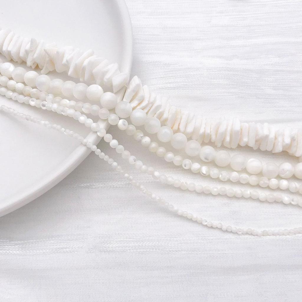 Natural White Mother-of-Pearl Beads & Shell Slices Multi-Style DIY Bracelet/Necklace Pack