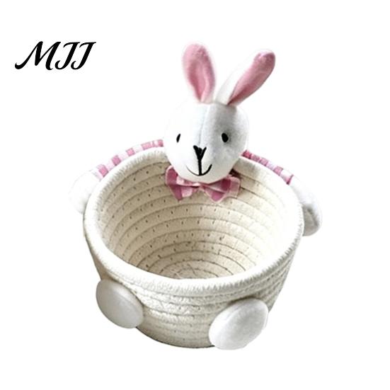 Weicher Stoff-Aufbewahrungsbehälter Schreibtischkorb, Cartoon Plüschbär und Kaninchen Seil Mini für Lippenstiftform, Gewebter Organizer Kleinteile Schmuck